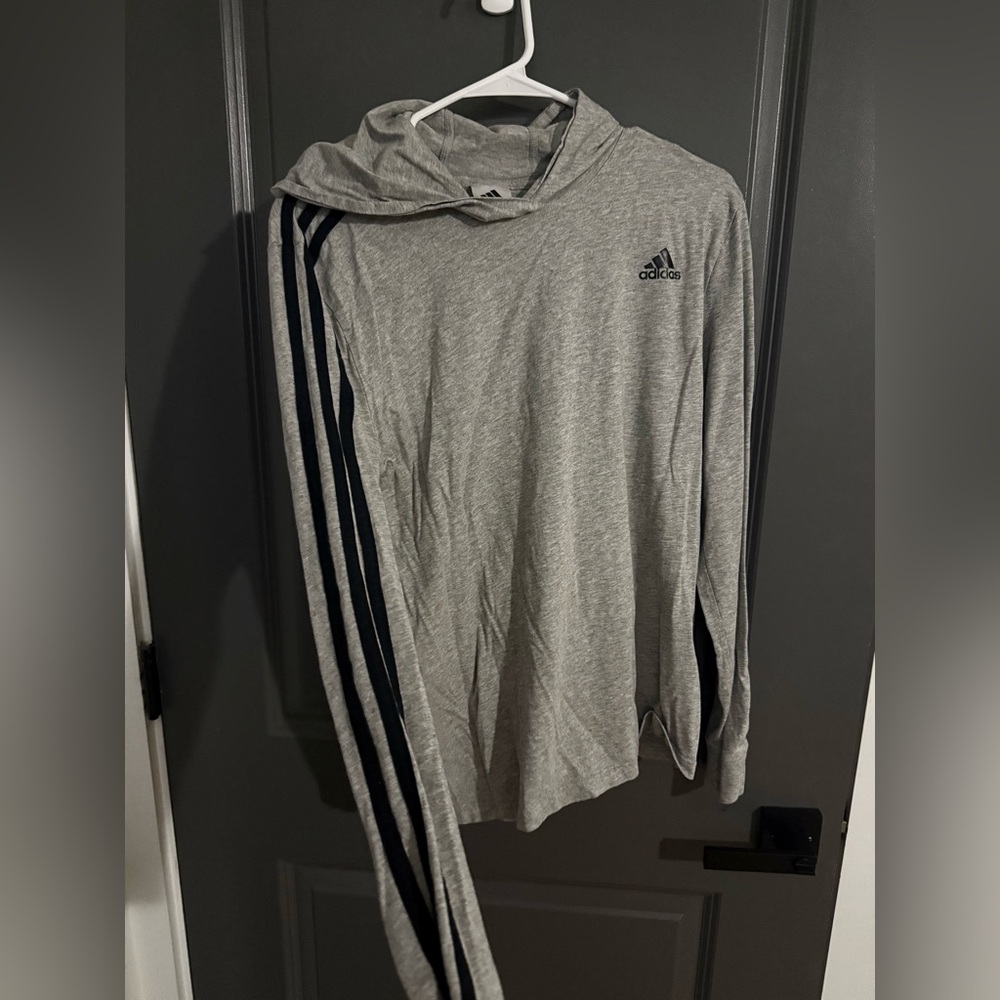Adidas Heather Gray Hoodie with Black Accents for women